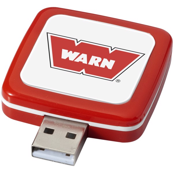 Otočné USB Square - Červená s efektem námrazy / 2GB