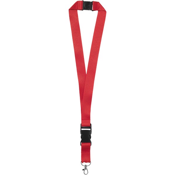 Lanyard Yogi s odepínací přezkou a rozepínací pojistkou - Červená s efektem námrazy