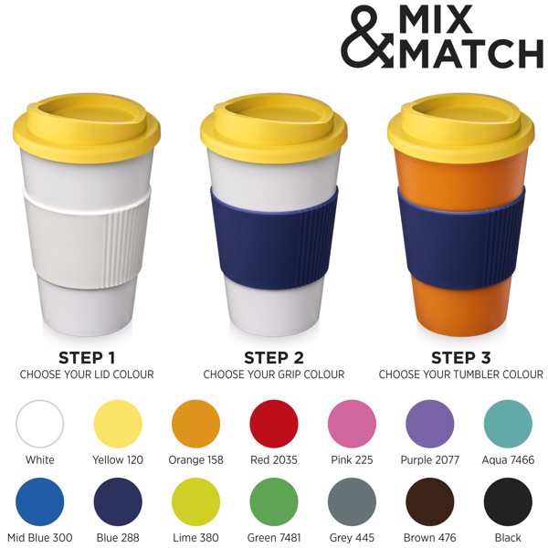Americano® Vaso térmico de 350 ml con agarradera - Blanco / Gris