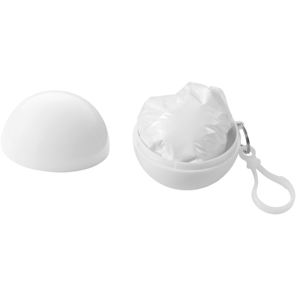 Xina rain poncho in storage ball with keychain - White