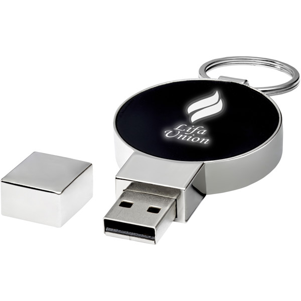 USB redondo con retroiluminación - Negro intenso / Plateado / Blanco / 2GB