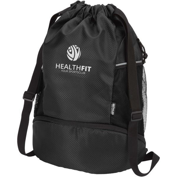 Nomad GRS recycled sports drawstring bag with bottom compartment 18L - Black