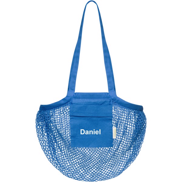 Bolsa Tote de malla de algodón orgánico con certificado GOTS de 100 g/m² "Pune" - Process blue