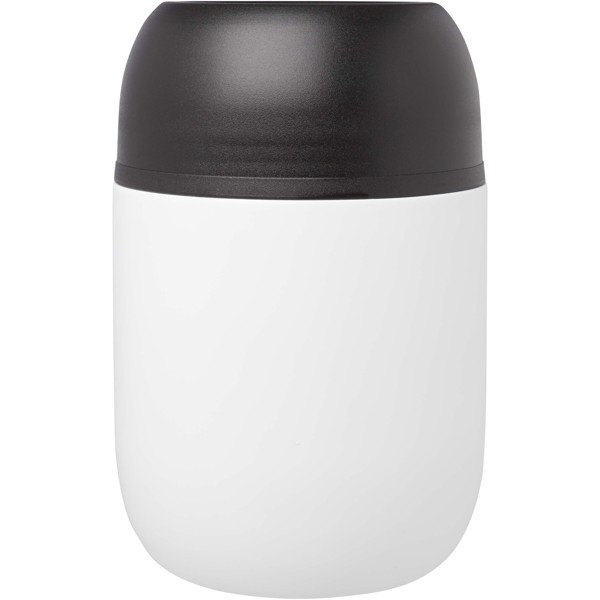 Supo 480 ml double-walled recycled stainless steel lunch pot with foldable spoon - White