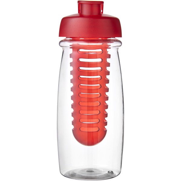 Sportovní láhev s infuzérema vyklápěcím víčkem H2O Pulse® 600 ml - Průhledná / Červená s efektem námrazy