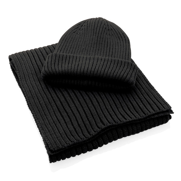 Impact AWARE™ Polylana® knitted scarf 180 x 25cm - Black