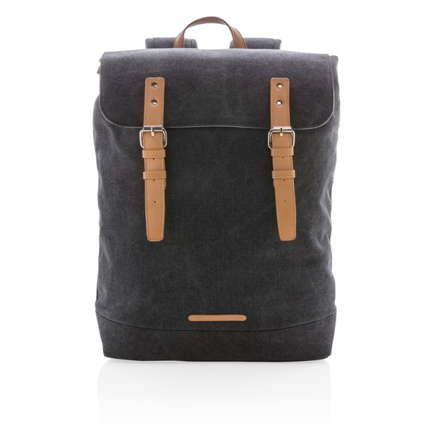 Canvas laptop backpack PVC free - Black