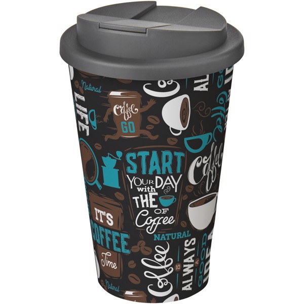 Brite-Americano® vaso 350 ml con tapa antigoteo - Blanco / Gris
