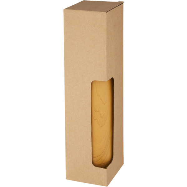 Cove 500 ml vacuum insulated stainless steel bottle with wood print - Heather Natural