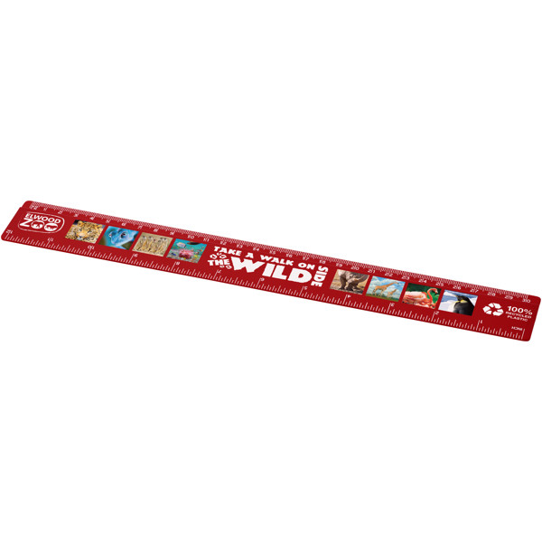 Refari 30 cm recycled plastic ruler - Red