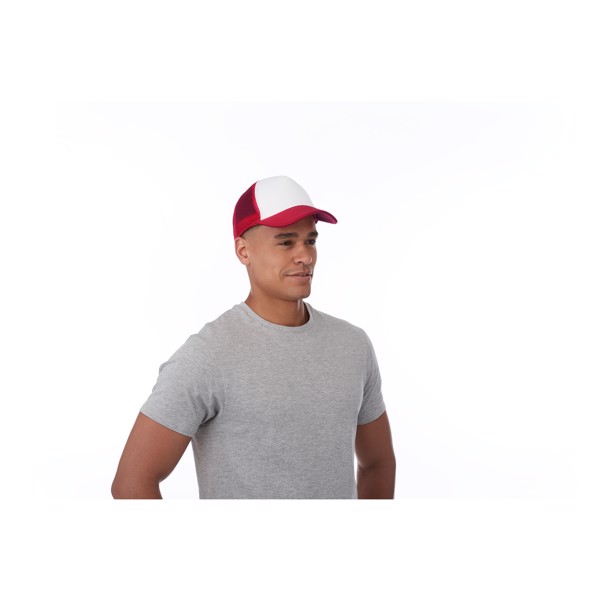 Kšiltovka Trucker s 5 panely - Červená s efektem námrazy / Bílá