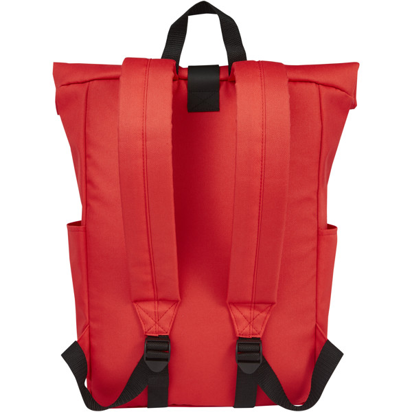 Byron 15.6\" GRS RPET roll-top backpack 18L - Red