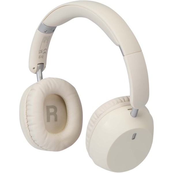 Hoggar recycled plastic over-ear foldeable ANC and ENC headphones - White