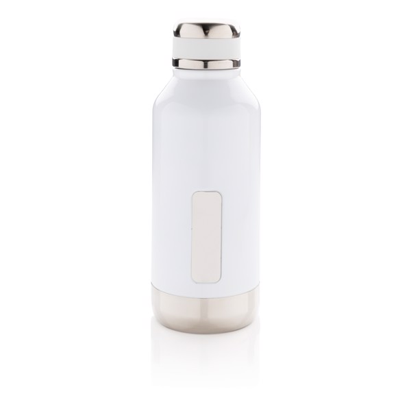 Leak proof vacuum bottle with logo plate - White