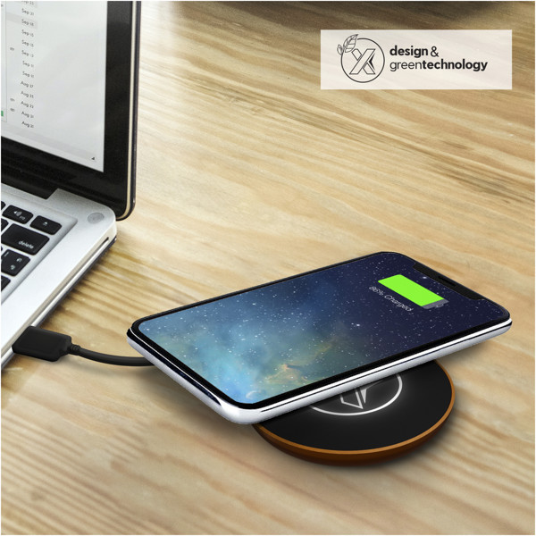 SCX.design W13 10W wooden wireless charging station - Brown