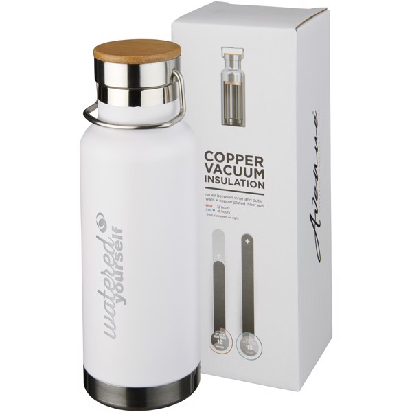 Thor 480 ml copper vacuum insulated water bottle - White