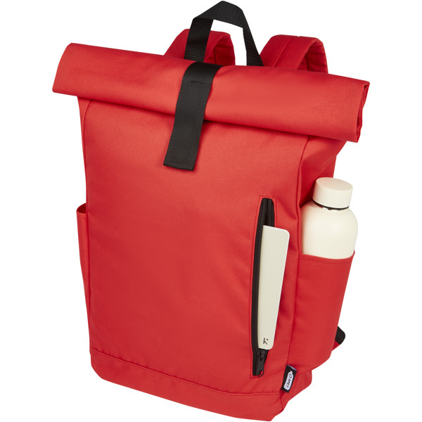 Byron 15.6\" GRS RPET roll-top backpack 18L - Red