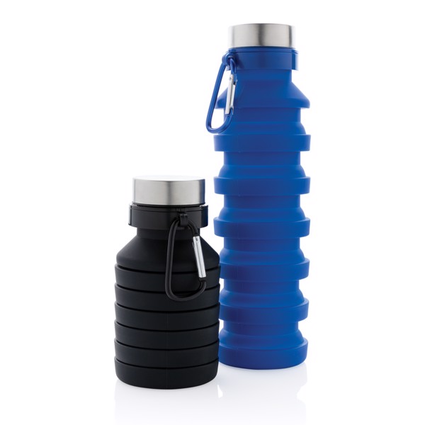 Leakproof collapsible silicone bottle with lid - Black