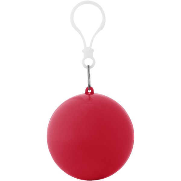Poncho impermeable plegable en una bola-llavero "Xina" - Rojo
