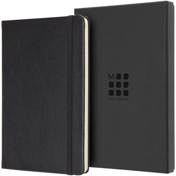 Classic L leather notebook - ruled - Solid black