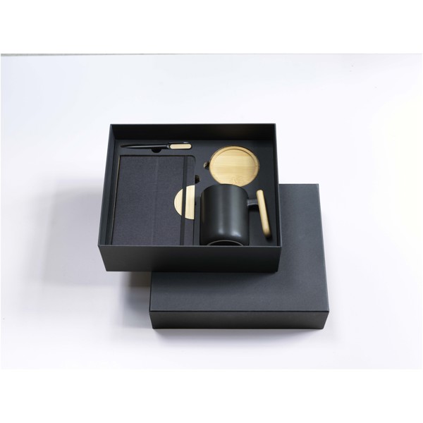 Laura A5 hard cover notebook and ballpoint pen gift set (black ink)