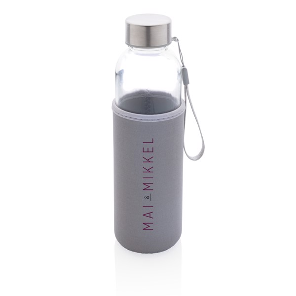Glass bottle with neoprene sleeve - Grey
