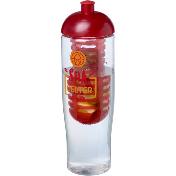 Sportovní láhev s infuzéremakupolovitým víčkem H2O Tempo® 700 ml - Průhledná / Červená s efektem námrazy