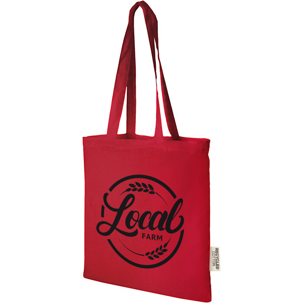 Madras 140 g/m2 GRS recycled cotton tote bag 7L - Red