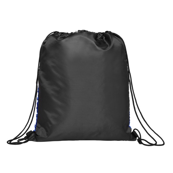Mermaid sequin drawstring backpack - Solid black / Blue