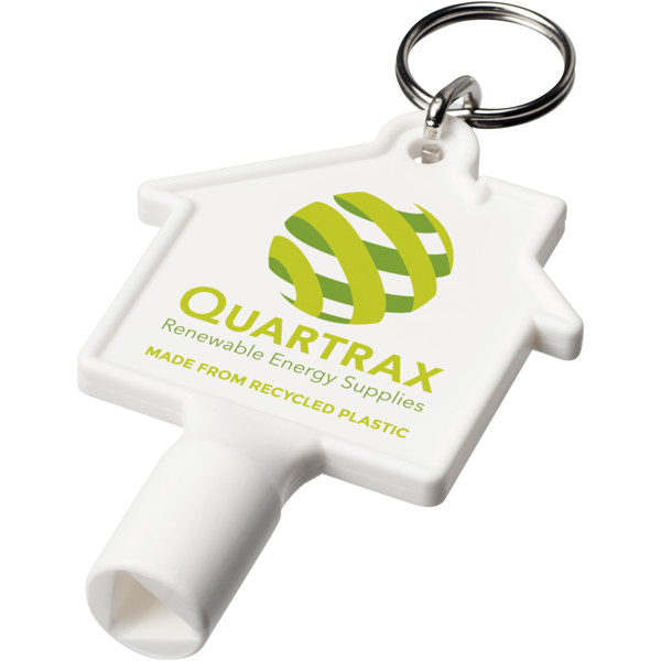 Maximilian house-shaped recycled utility key keychain - White