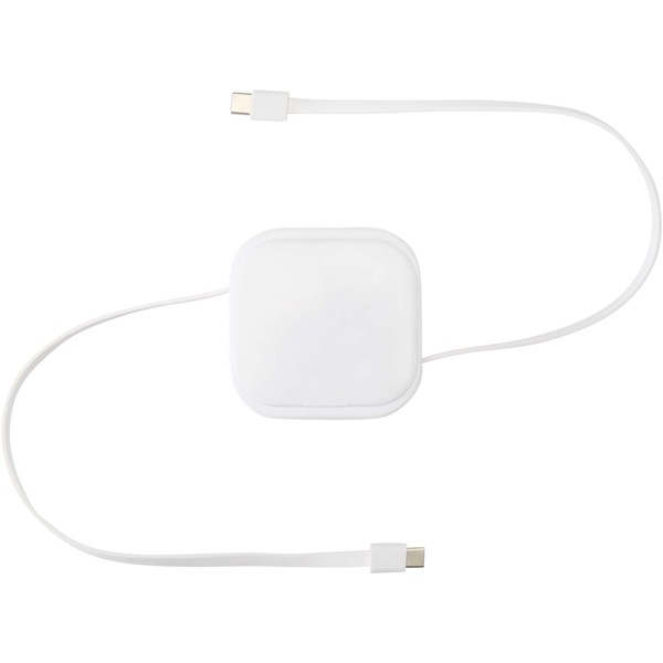 Gloas 5-in-1 recycled retractable data sync and 100W fast charge cable with smartphone tool kit - White
