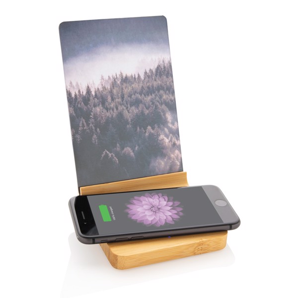 Bamboo 5W wireless charger with photo frame