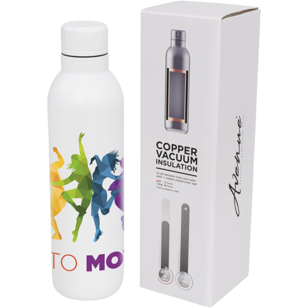 Thor 510 ml copper vacuum insulated water bottle - White
