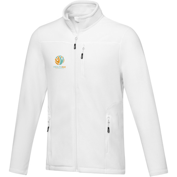Amber men's GRS recycled full zip fleece jacket - White / XL
