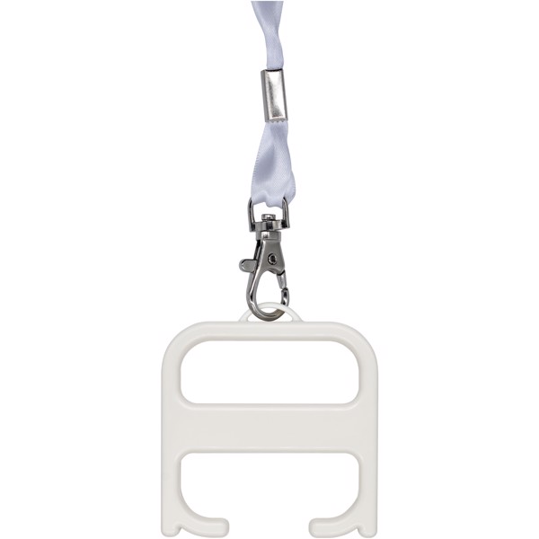 Hygiene handle with lanyard - White