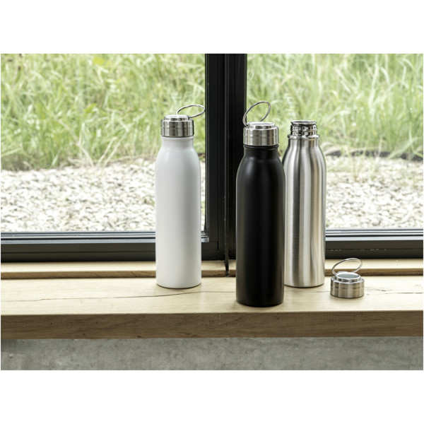 Harper 720 ml RCS certified stainless steel water bottle with metal loop - White