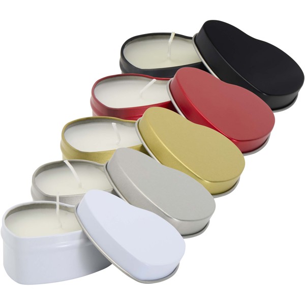 Blissful heart-shaped tin candle with vanilla aroma - White