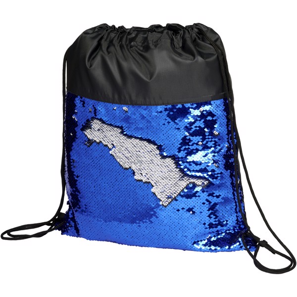 Mermaid sequin drawstring backpack - Solid black / Blue