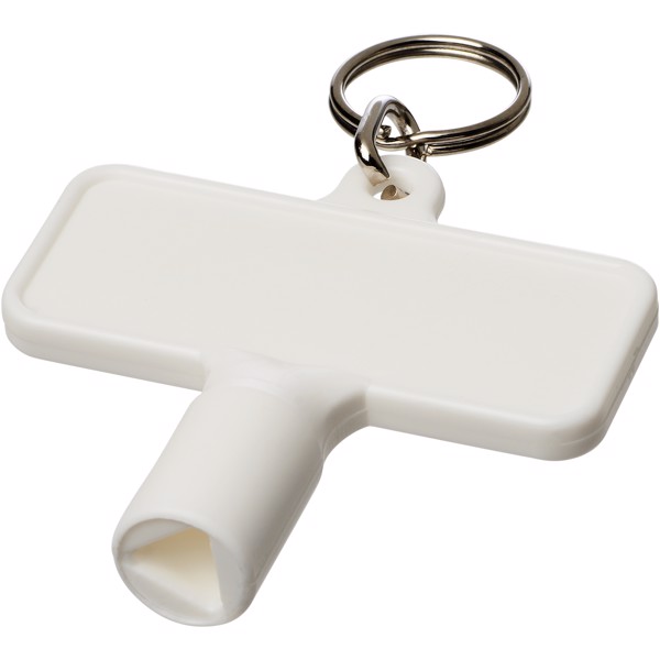Maximilian rectangular utility key keychain - White