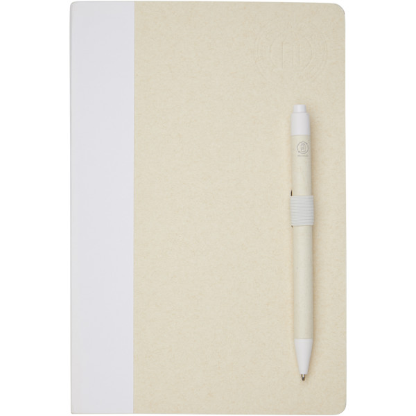 Dairy Dream A5 size reference recycled milk cartons notebook and ballpoint pen set - White