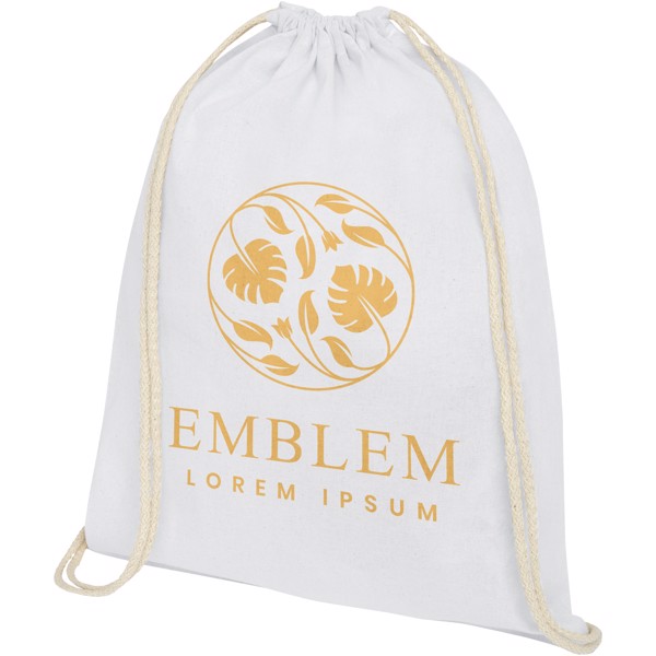 Oregon 140 g/m² cotton drawstring bag 5L - White