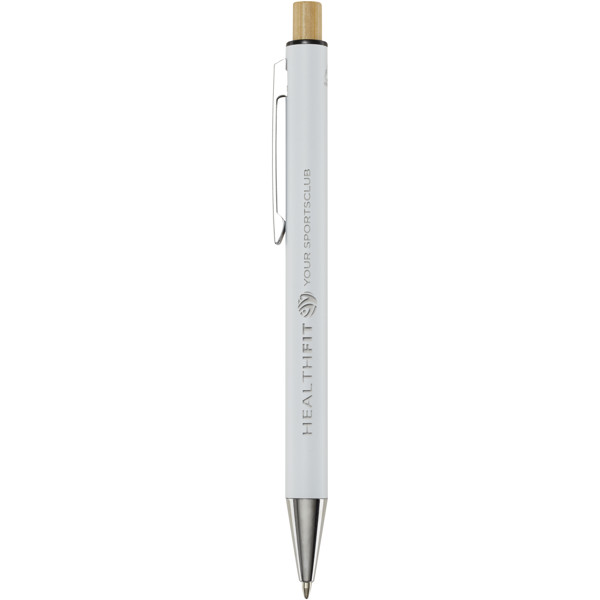 Cyrus recycled aluminium ballpoint pen (black ink) - White