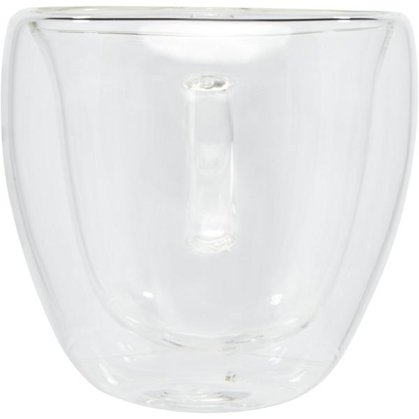Manti 2-piece 100 ml double-wall glass cup with bamboo coaster