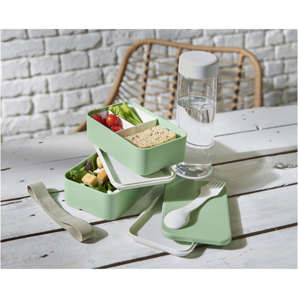 MIYO Renew 700+700 ml double layer lunch box - Pebble Grey / Pebble Grey / White