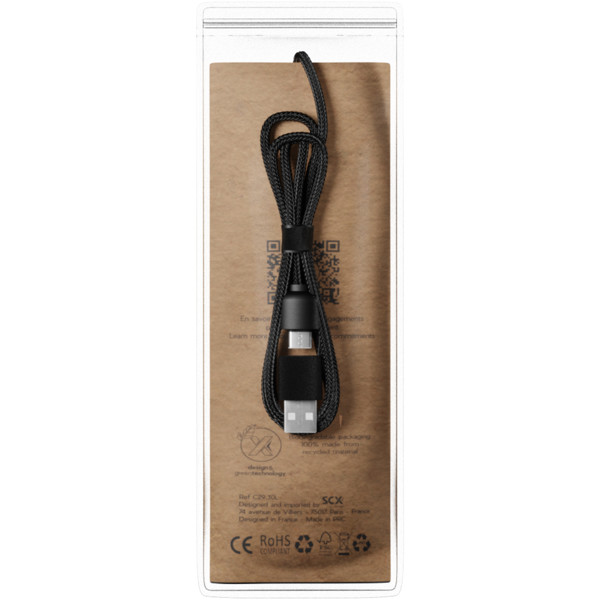 SCX.design C40 5-in-1 rPET light-up logo charging cable and 10W charging pad