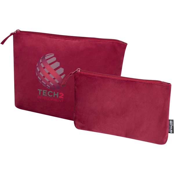 Swift GRS recycled velvet toiletry bag set - Burgundy
