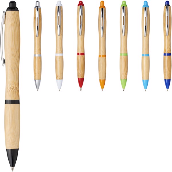 Nash bamboo ballpoint pen (blue ink) - Natural / Silver