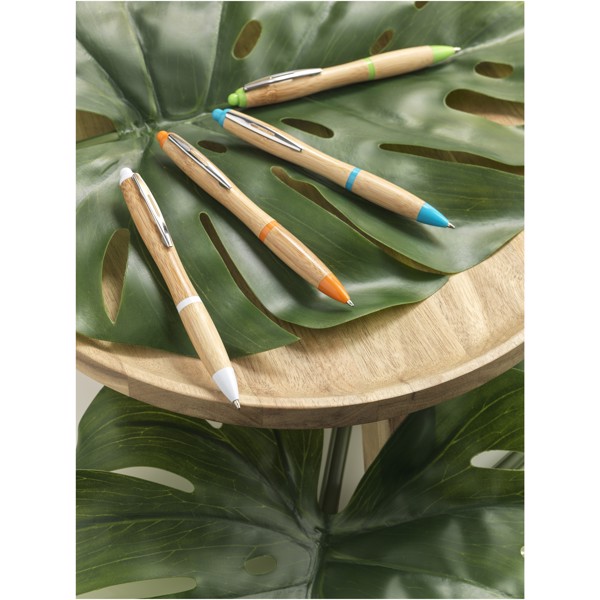 Nash bamboo ballpoint pen (blue ink) - Natural / Silver