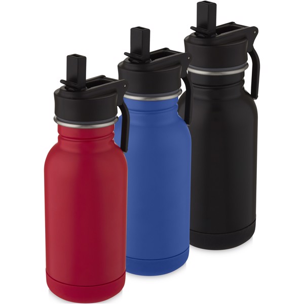 Lina 400 ml stainless steel sport bottle with straw and loop - Navy