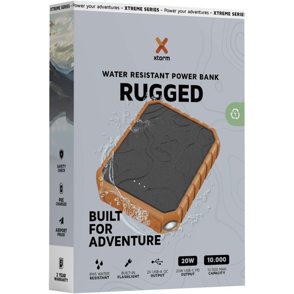 Xtorm XR201 Xtreme 10.000 mAh 20W QC3.0 waterproof rugged power bank with torch
